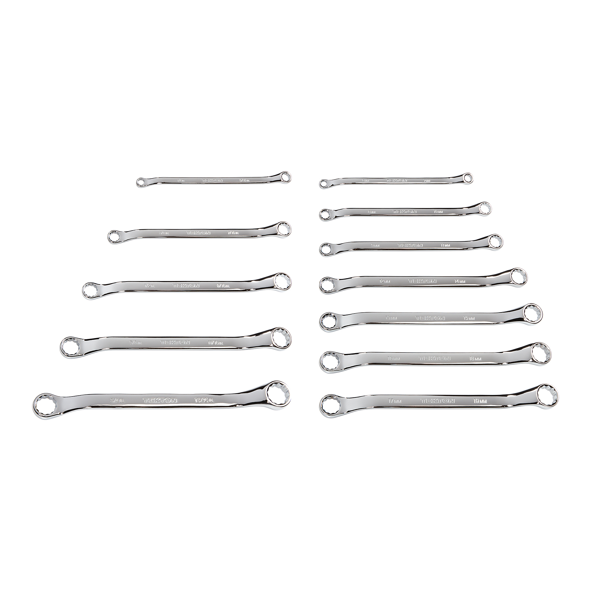 TEKTON 45-Degree Offset Box End Wrench Set, 12-Piece (1/4 - 13/16 in., 6 - 19 mm) | WBE90301